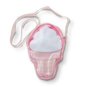 Pink Ice Cream Cone Crossbody Bag, Vinyl, Zip Closure, Long Strap, NWT